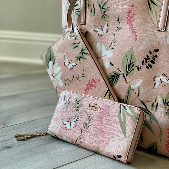 🌸SET🌸 Kate Spade Mya Botanical Leather Tote Set - Picture 2 of 8